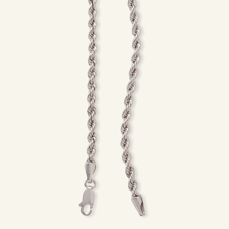 024 Gauge Rope Chain Necklace in 10K Hollow White Gold - 22"