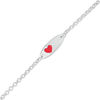 Thumbnail Image 1 of Child's Red Enamel Heart ID Bracelet in Sterling Silver - 6"