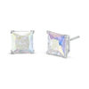 8mm Princess-Cut Iridescent Cubic Zirconia Solitaire Stud Earrings in Sterling Silver