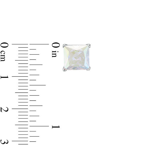 8mm Princess-Cut Iridescent Cubic Zirconia Solitaire Stud Earrings in Sterling Silver