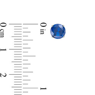 6mm Blue Cubic Zirconia Solitaire Stud Earrings in Sterling Silver