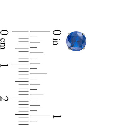 6mm Blue Cubic Zirconia Solitaire Stud Earrings in Sterling Silver