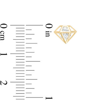 4.5mm Cubic Zirconia Diamond-Shape Cage Stud Earrings in 10K Gold