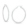 Thumbnail Image 1 of 40mm Diamond-Cut Hoop Earrings in 14K Tube Hollow White Gold