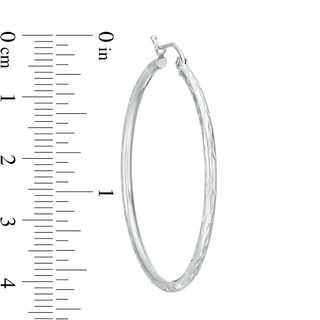 40mm Diamond-Cut Hoop Earrings in 14K Tube Hollow White Gold