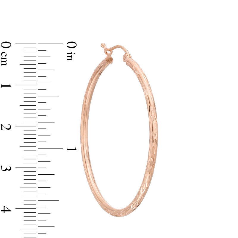 40mm Diamond-Cut Hoop Earrings in 14K Tube Hollow Rose Gold