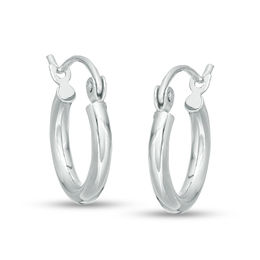 13mm Huggie Hoop Earrings in 14K Tube Hollow White Gold