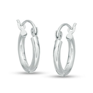 14K Hollow White Gold Polished Hoops
