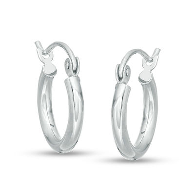 14K Hollow White Gold Polished Hoops