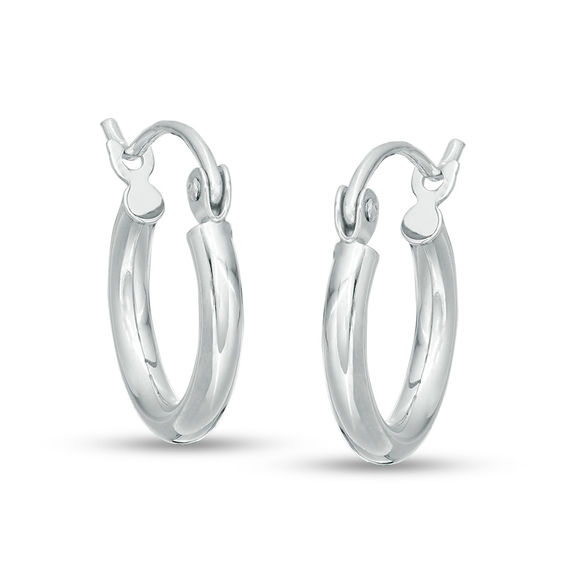 14K Hollow White Gold Polished Hoops