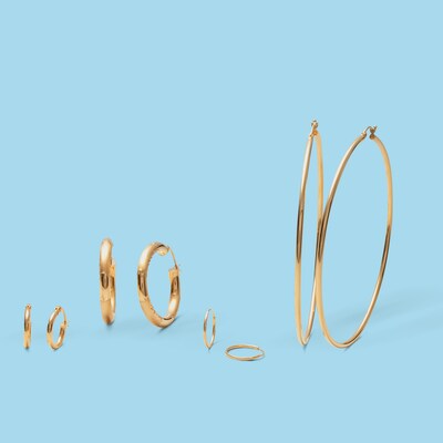14K Hollow Rose Gold Polished Hoops