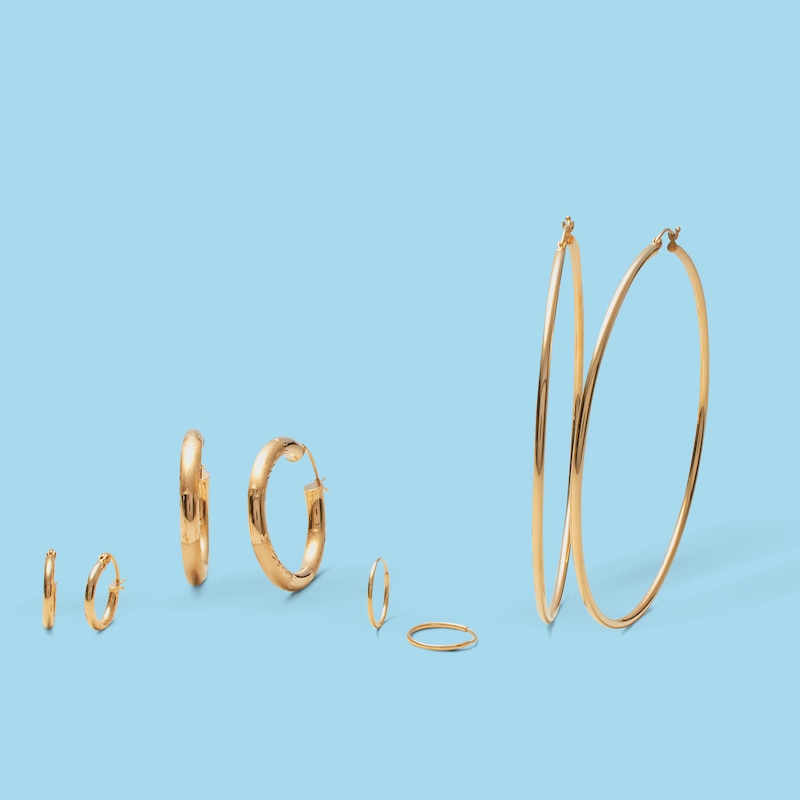 13mm Huggie Hoop Earrings in 14K Tube Hollow Rose Gold