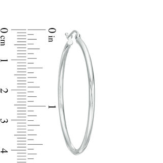 14K Hollow White Gold Polished Hoops