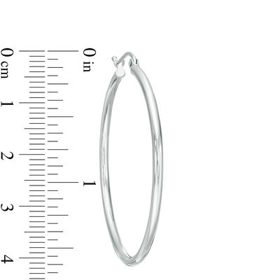 14K Hollow White Gold Polished Hoops