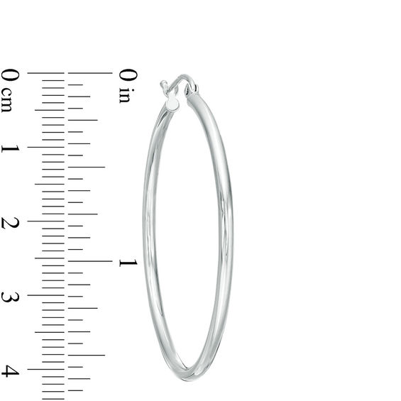 14K Hollow White Gold Polished Hoops
