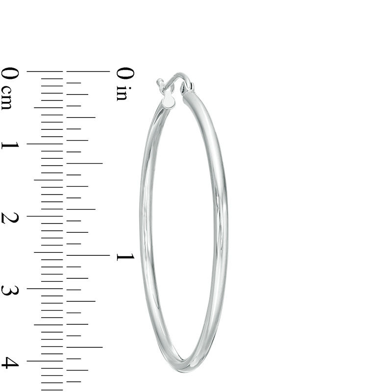 Main Image 2 of 14K Hollow White Gold Polished Hoops