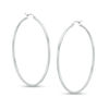 60mm Hoop Earrings in 14K Tube Hollow White Gold