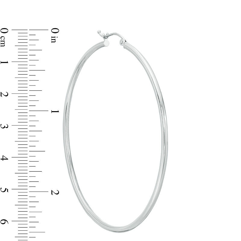 60mm Hoop Earrings in 14K Tube Hollow White Gold