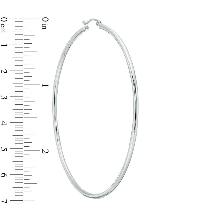 Main Image 2 of 14K Hollow White Gold Polished Hoops