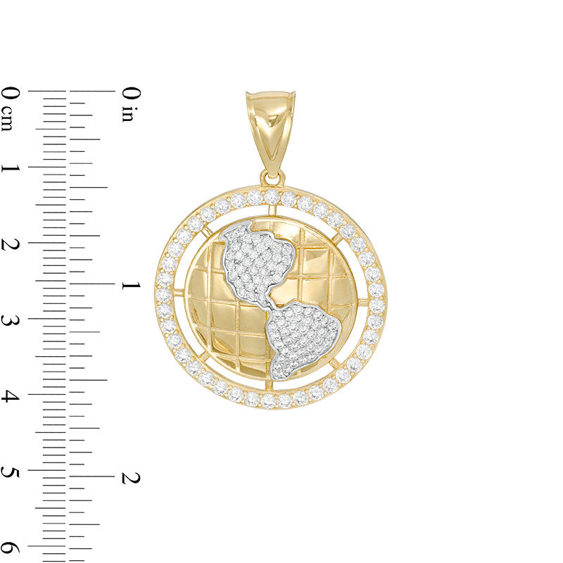 Main Image 2 of Cubic Zirconia Frame Globe Necklace Charm in 10K Gold