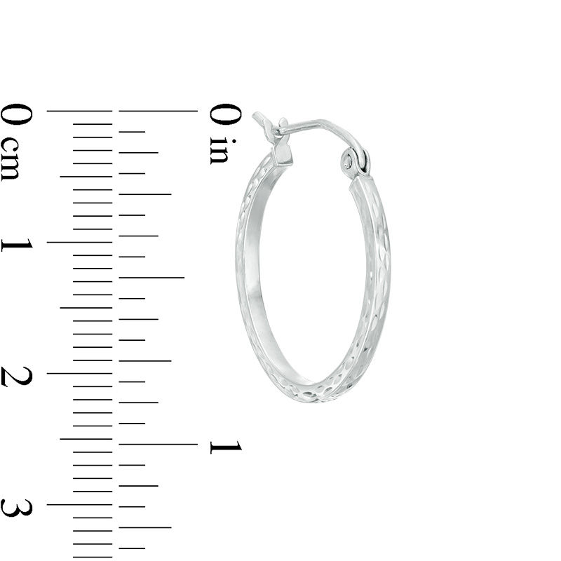 20mm Diamond-Cut Square Hoop Earrings in 14K Tube Hollow White Gold