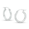 Thumbnail Image 1 of 14K Tube Hollow White Gold Diamond-Cut Hoops
