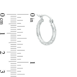 14K Tube Hollow White Gold Diamond-Cut Hoops