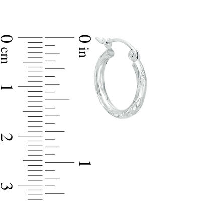 14K Tube Hollow White Gold Diamond-Cut Hoops