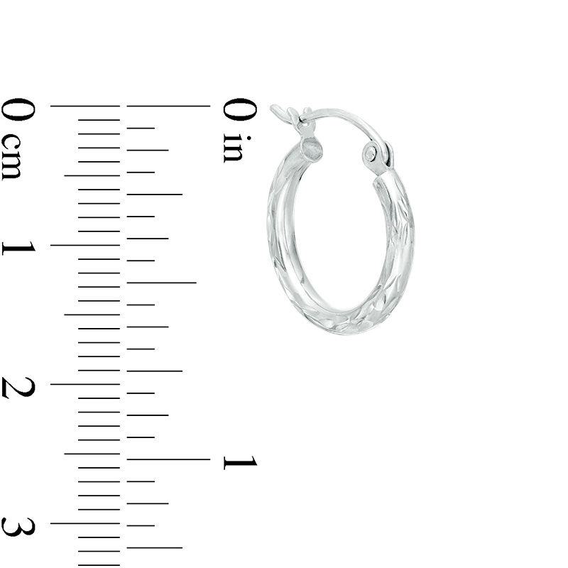 Main Image 2 of 14K Tube Hollow White Gold Diamond-Cut Hoops