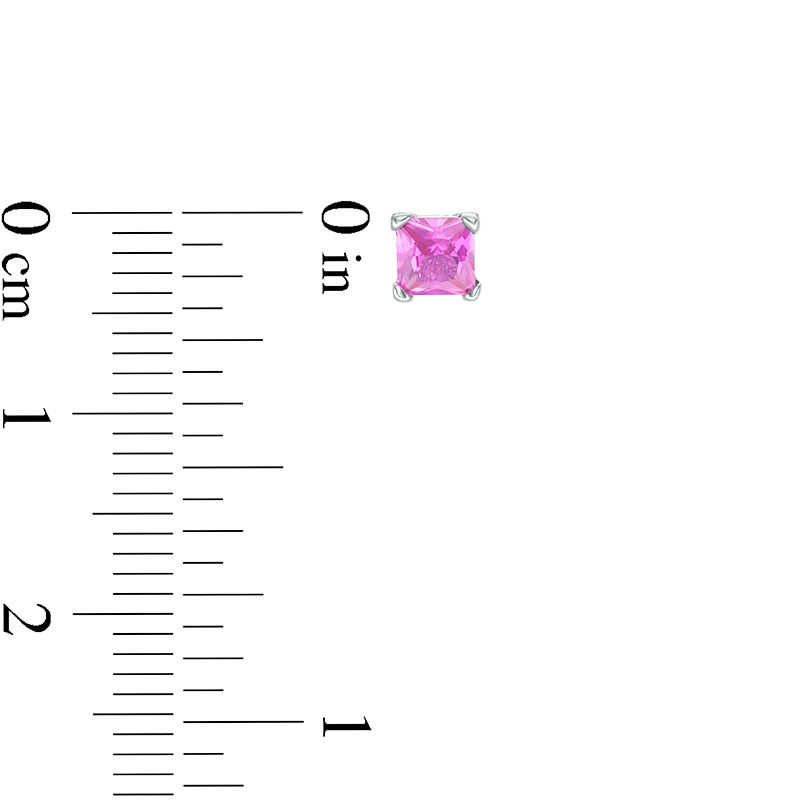 Main Image 2 of 4mm Princess-Cut Pink Cubic Zirconia Solitaire Stud Earrings in Sterling Silver