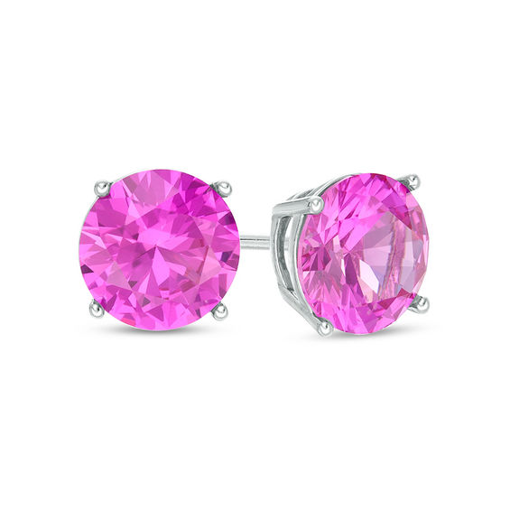 8mm Cubic Zirconia Solitaire Stud Earrings in Sterling Silver