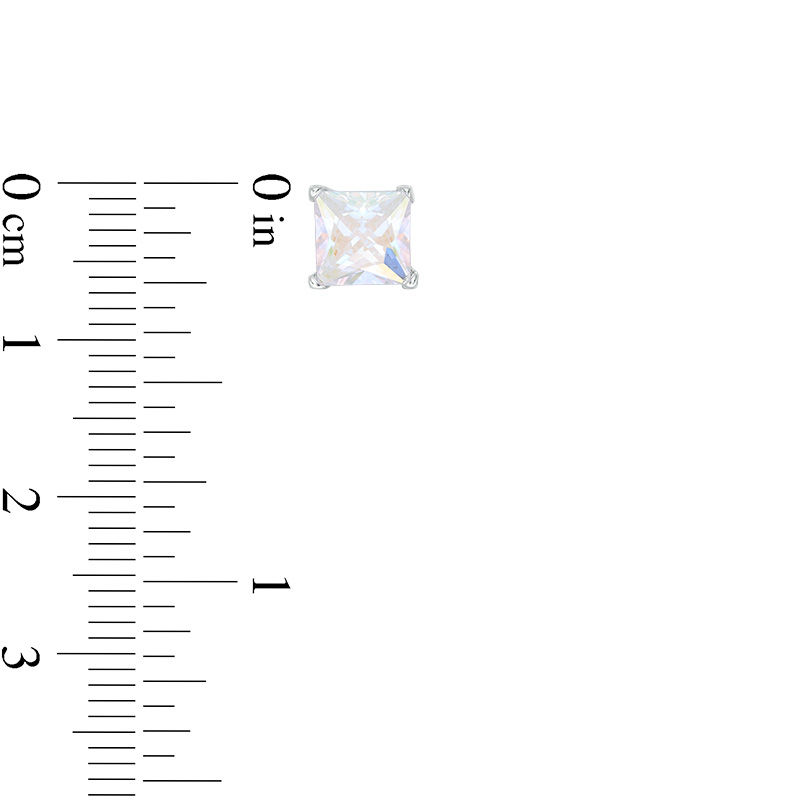 6mm Princess-Cut Iridescent Cubic Zirconia Solitaire Stud