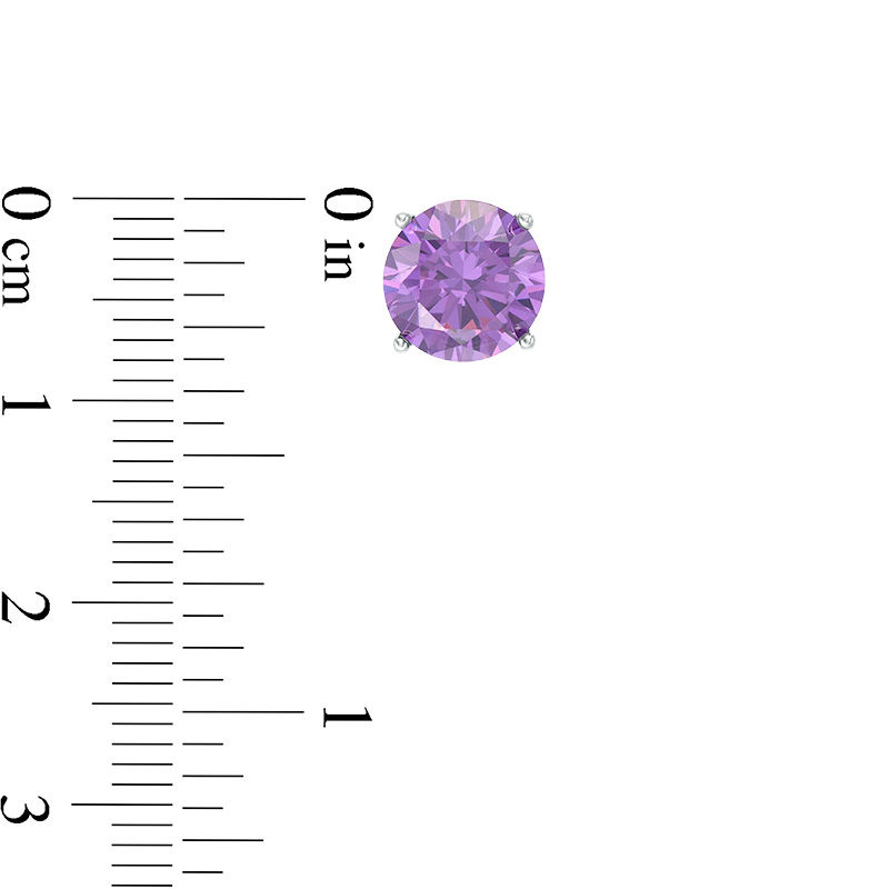 Main Image 2 of 8mm Purple Cubic Zirconia Solitaire Stud Earrings in Sterling Silver
