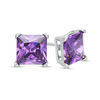 Thumbnail Image 0 of 6mm Princess-Cut Purple Cubic Zirconia Solitaire Stud Earrings in Solid Sterling Silver