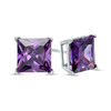 Thumbnail Image 1 of 8mm Princess-Cut Purple Cubic Zirconia Solitaire Stud Earrings in Sterling Silver