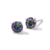 Thumbnail Image 0 of 4mm Rainbow Green Cubic Zirconia Solitaire Stud Earrings in Solid Sterling Silver