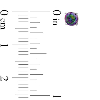 Solid Sterling Silver 4mm Princess-Cut Rainbow Green CZ Solitaire Studs