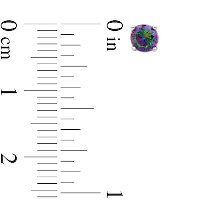 Solid Sterling Silver 4mm Princess-Cut Rainbow Green CZ Solitaire Studs