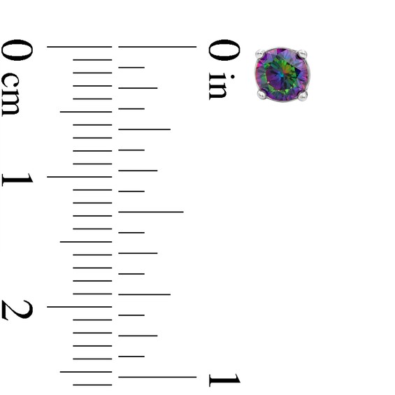 Solid Sterling Silver 4mm Princess-Cut Rainbow Green CZ Solitaire Studs