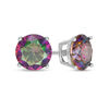 Thumbnail Image 1 of 8mm Rainbow Green Cubic Zirconia Solitaire Stud Earrings in Sterling Silver