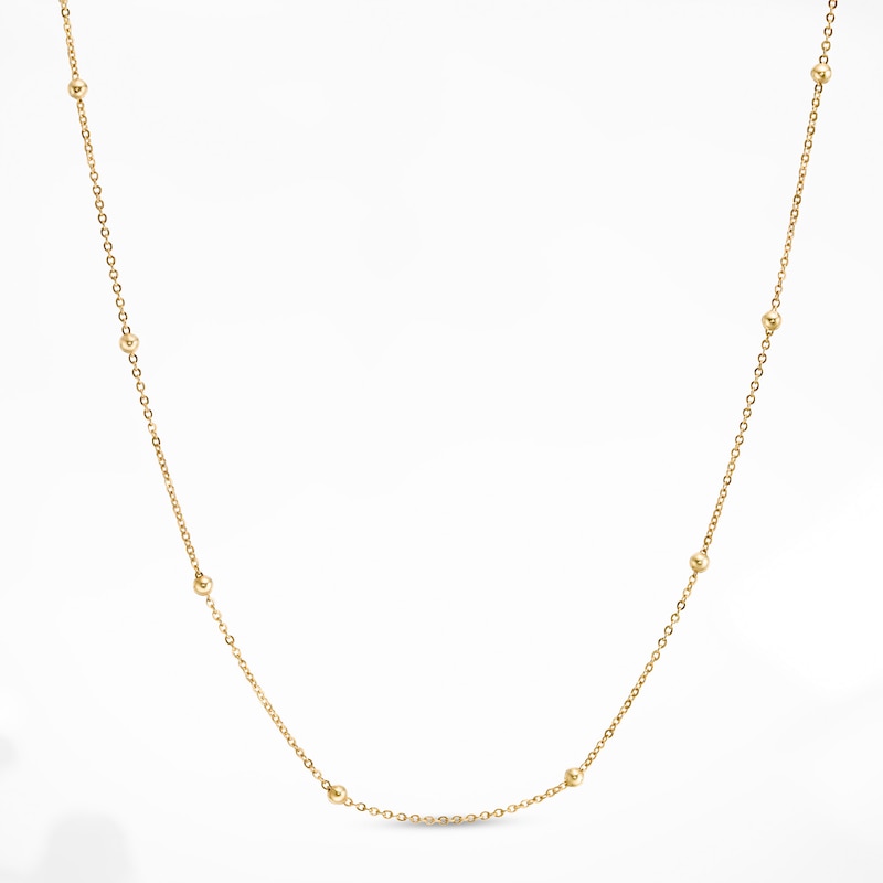 Child's Bead Station Necklace in 10K Gold - 15"