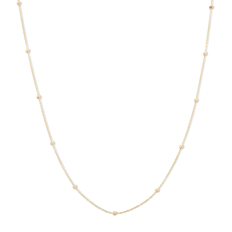 Child's Bead Station Necklace in 10K Gold - 15"
