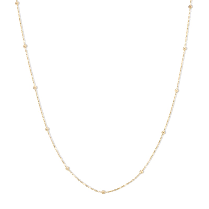 Child's Bead Station Necklace in 10K Gold - 15"