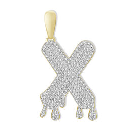 1/3 CT. T.W. Diamond Beaded Dripping &quot;X&quot; Initial Necklace Charm in 10K Gold