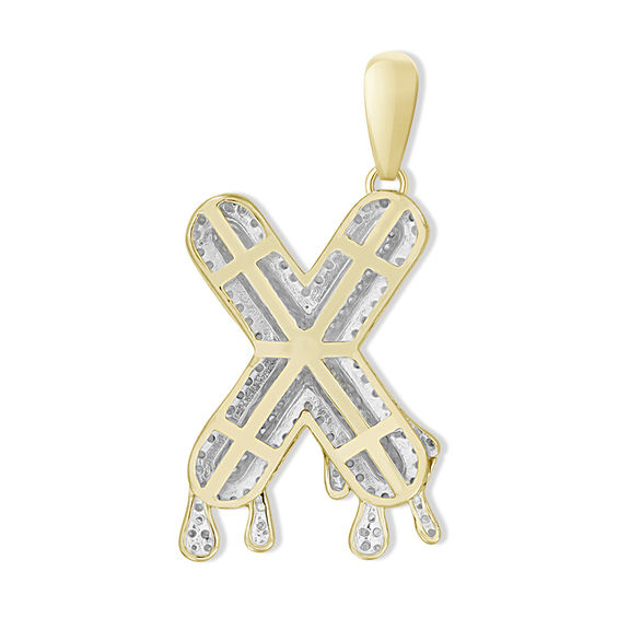 1/3 CT. T.W. Diamond Beaded Dripping "X" Initial Necklace Charm in 10K Gold
