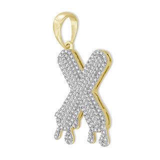 1/3 CT. T.W. Diamond Beaded Dripping "X" Initial Necklace Charm in 10K Gold