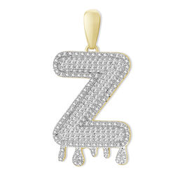 1/3 CT. T.W. Diamond Beaded Dripping &quot;Z&quot; Initial Necklace Charm in 10K Gold