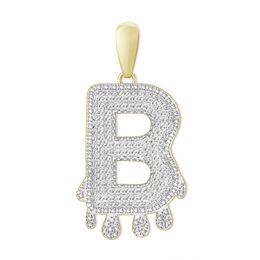 1/3 CT. T.W. Diamond Beaded Dripping &quot;B&quot; Initial Necklace Charm in 10K Gold