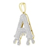 Thumbnail Image 2 of 1/4 CT. T.W. Diamond Beaded Dripping "A" Initial Necklace Charm in 10K Gold