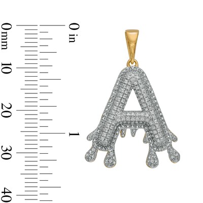 1/4 CT. T.W. Diamond Beaded Dripping "A" Initial Necklace Charm in 10K Gold